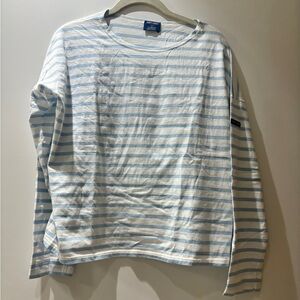 Saint James x J.Crew Light Blue and White Striped Tee